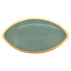 Gurhan Pandora, anello in oro giallo 24k a forma di marquise con gemme di calcedonio verde