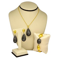 Gurhan "Pastiche" Rose Cut Diamond Spheres Set in 24k Gold & Sterling Silver Set