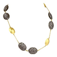 Gurhan Pastiche Sliced Diamonds 24k Gold & Sterling Station Necklace