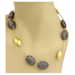 Gurhan Pastiche Collar de oro de 24 quilates y plata de ley con diamantes en rodajas
