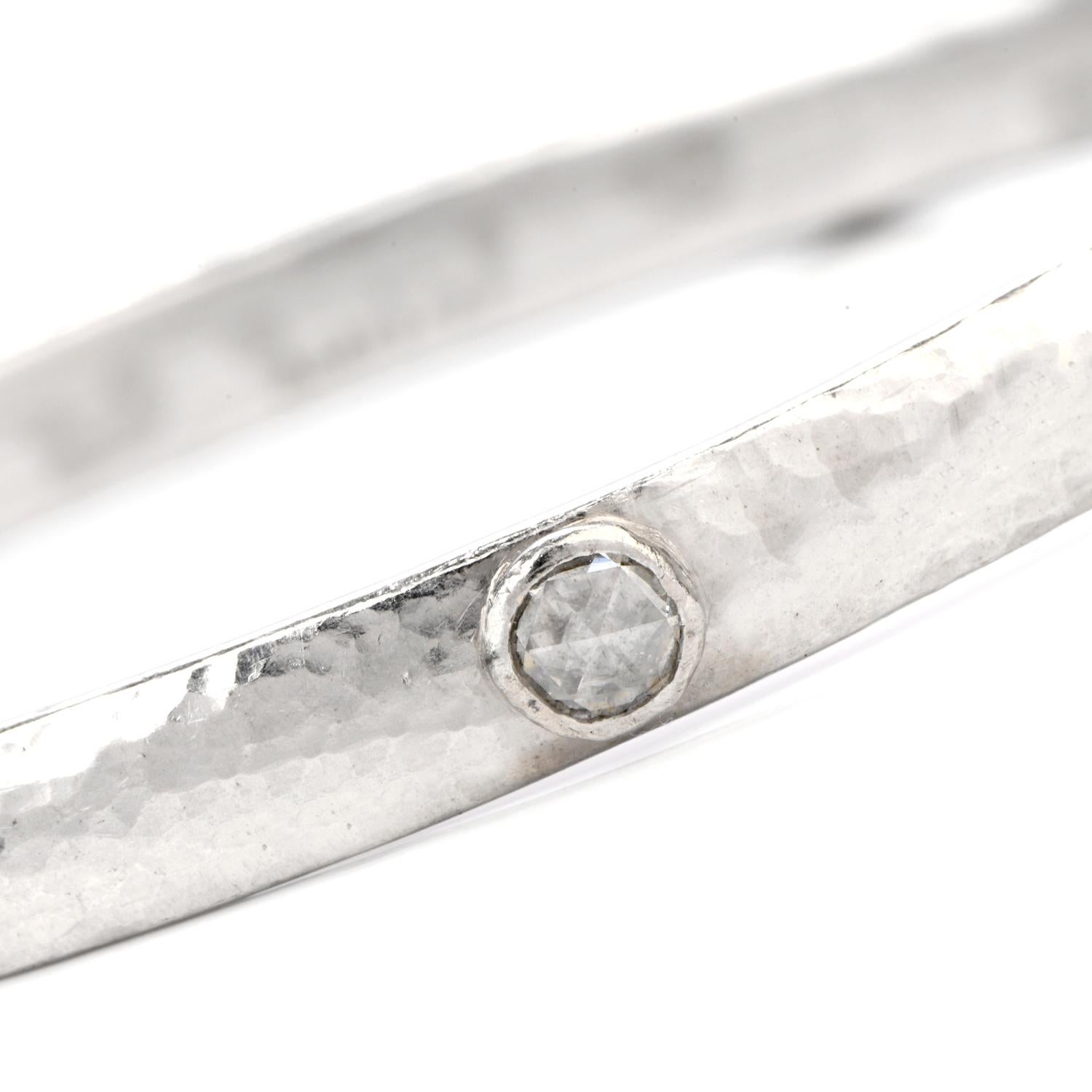Modern Gurhan Platinum Opal Diamond Stackable Bangle Bracelet
