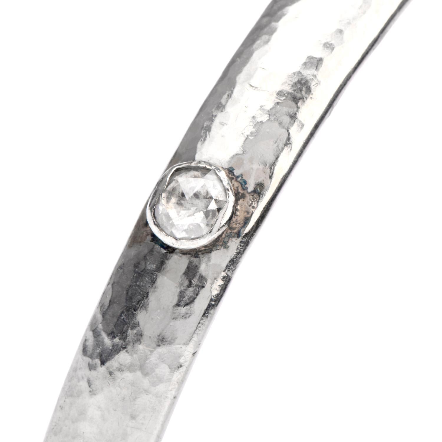 Art Deco Gurhan Platinum Rose Cut Diamond Bangle Bracelet