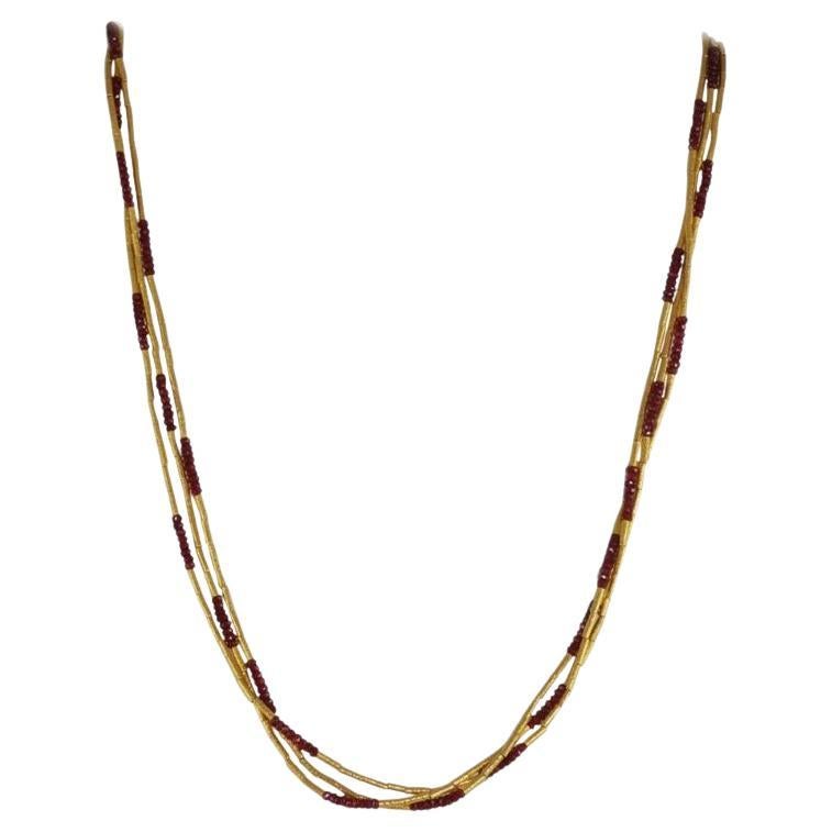 Gurhan Rain Collection 22k Gold Triple-Strand Ruby Beaded Necklace
