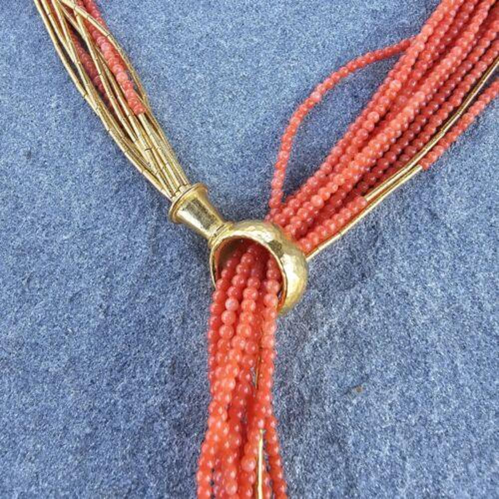 Gurhan Rain Coral Lariat Necklace 999 24k Gold 28