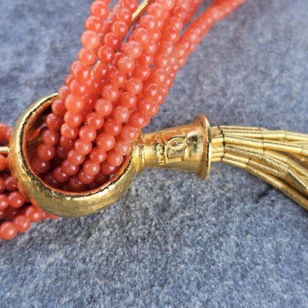 Women's Gurhan Rain Coral Lariat Necklace 999 24k Gold 28