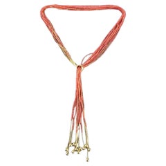 Gurhan Lariat Corail de pluie 999 Or 24k 28" Multi 12 Chaines RARE