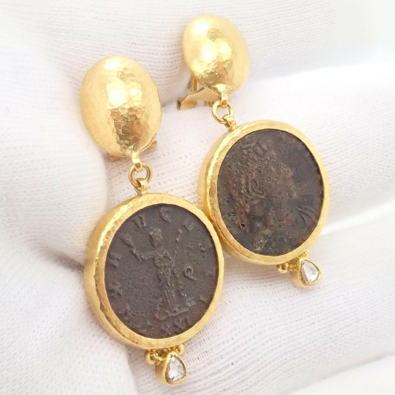 Gurhan Rose Cut Diamond Ancient Coin Signature Yellow Gold Earrings 5