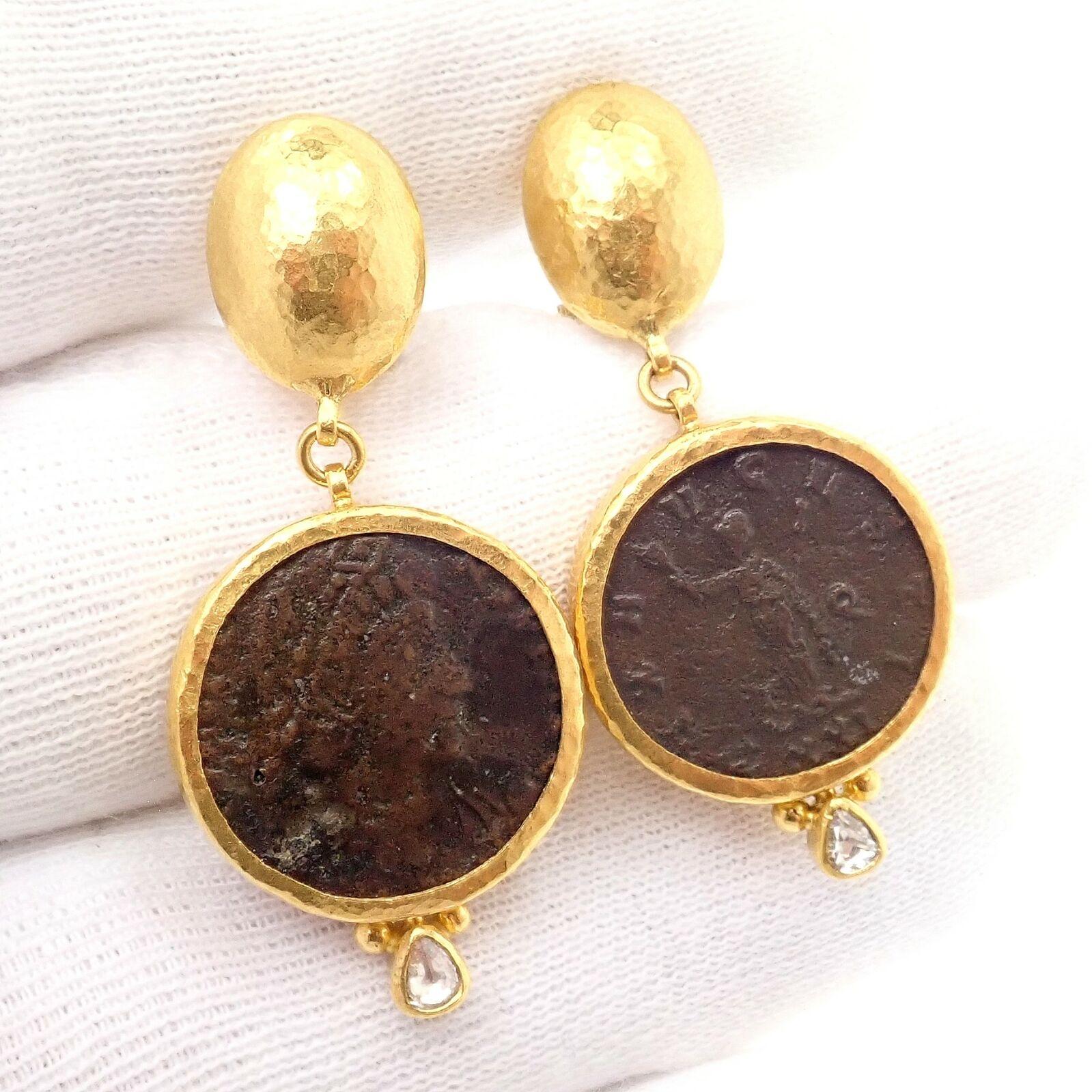 Gurhan Rose Cut Diamond Ancient Coin Signature Yellow Gold Earrings 6