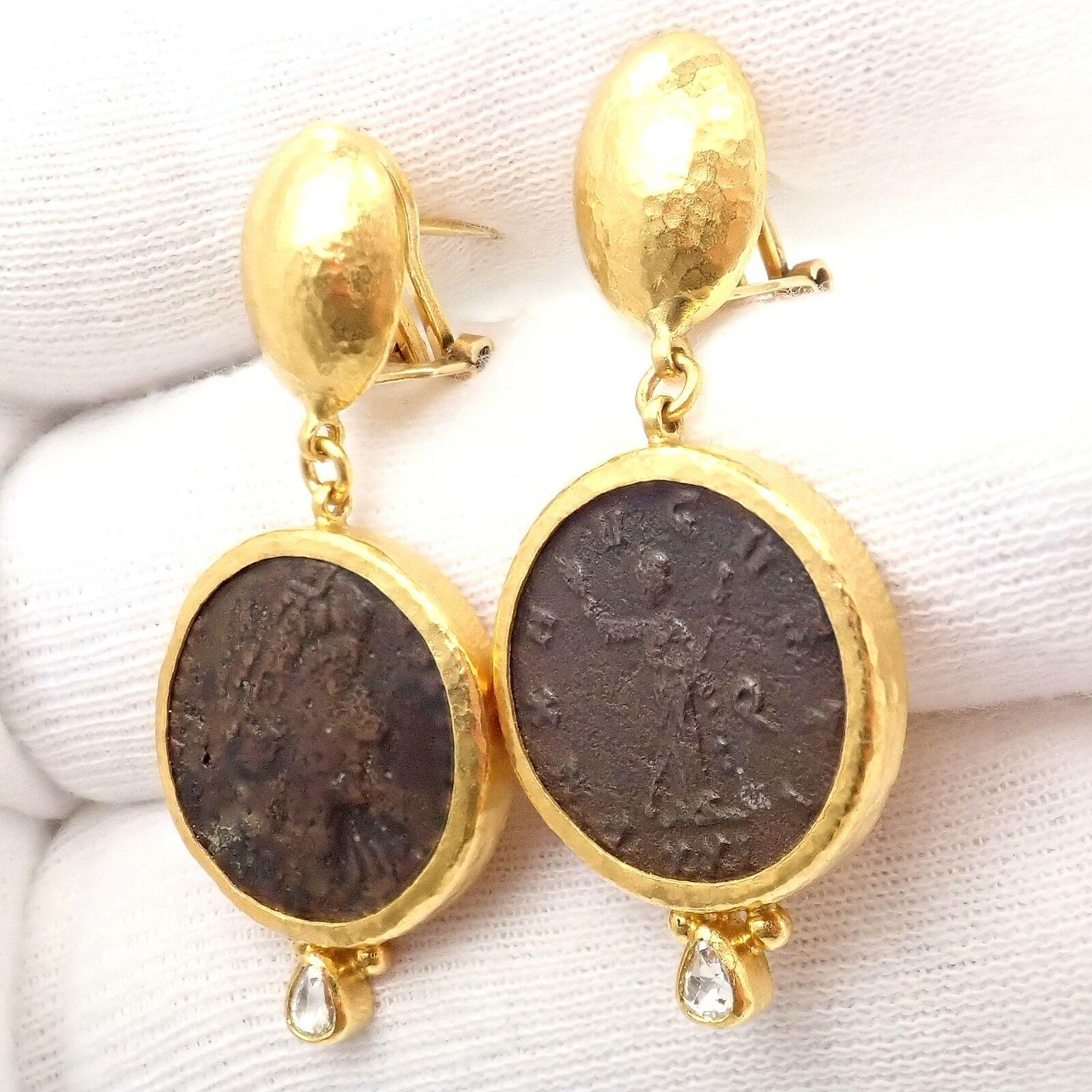 Gurhan Rose Cut Diamond Ancient Coin Signature Yellow Gold Earrings 7