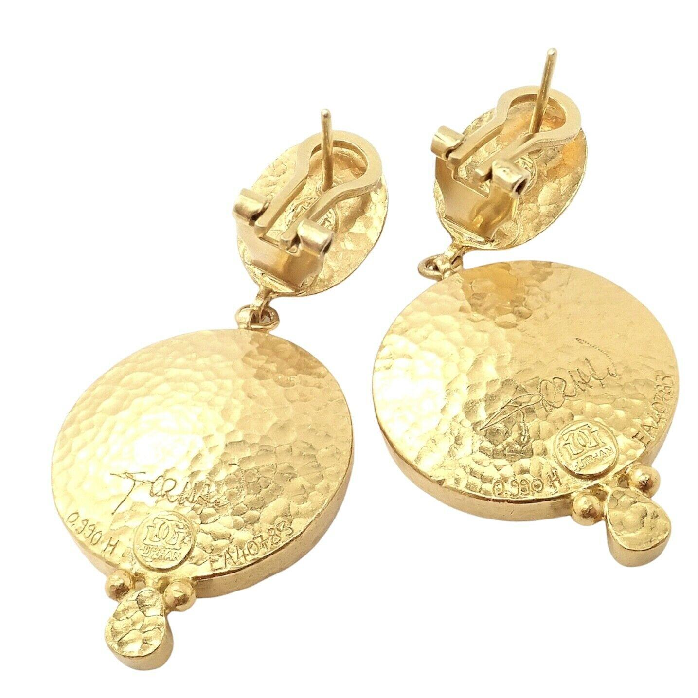Women's or Men's Gurhan Rose Cut Diamond Ancient Coin Signature Yellow Gold Earrings