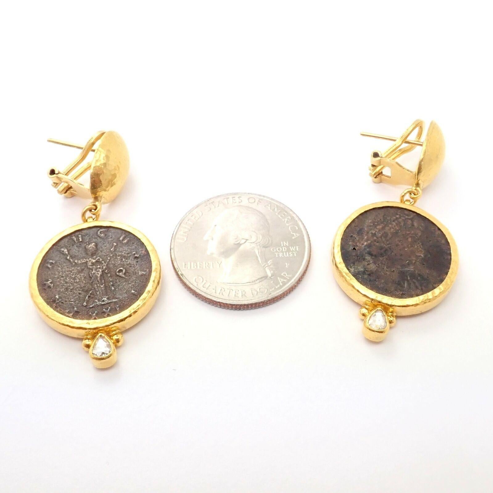 Gurhan Rose Cut Diamond Ancient Coin Signature Yellow Gold Earrings 1