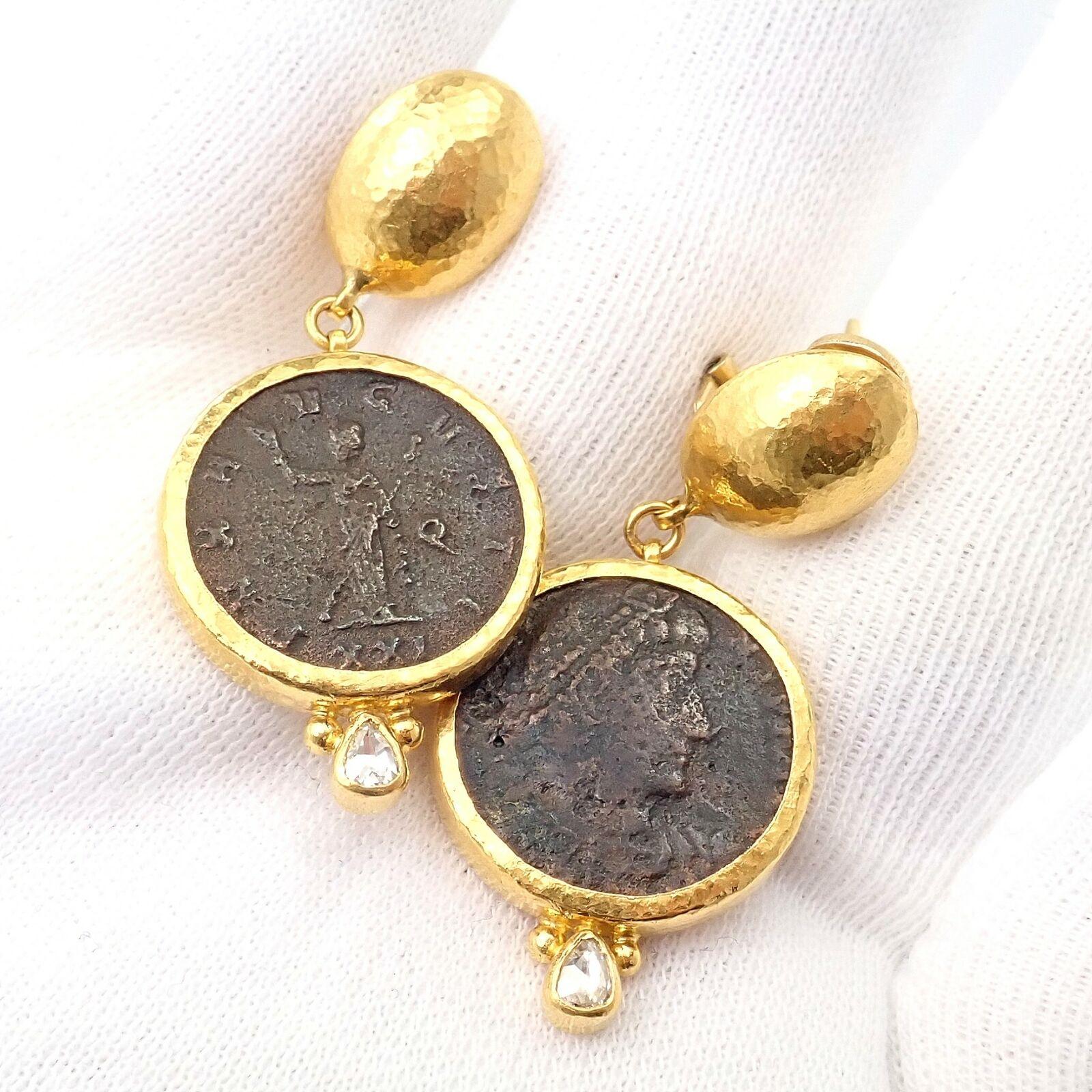 Gurhan Rose Cut Diamond Ancient Coin Signature Yellow Gold Earrings 2