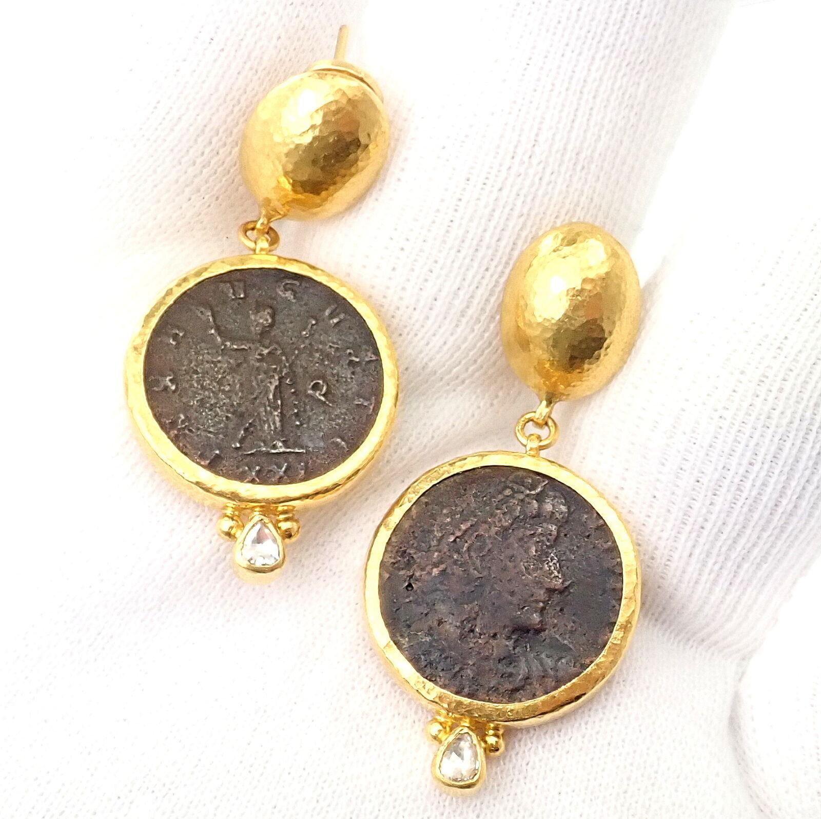 Gurhan Rose Cut Diamond Ancient Coin Signature Yellow Gold Earrings 3