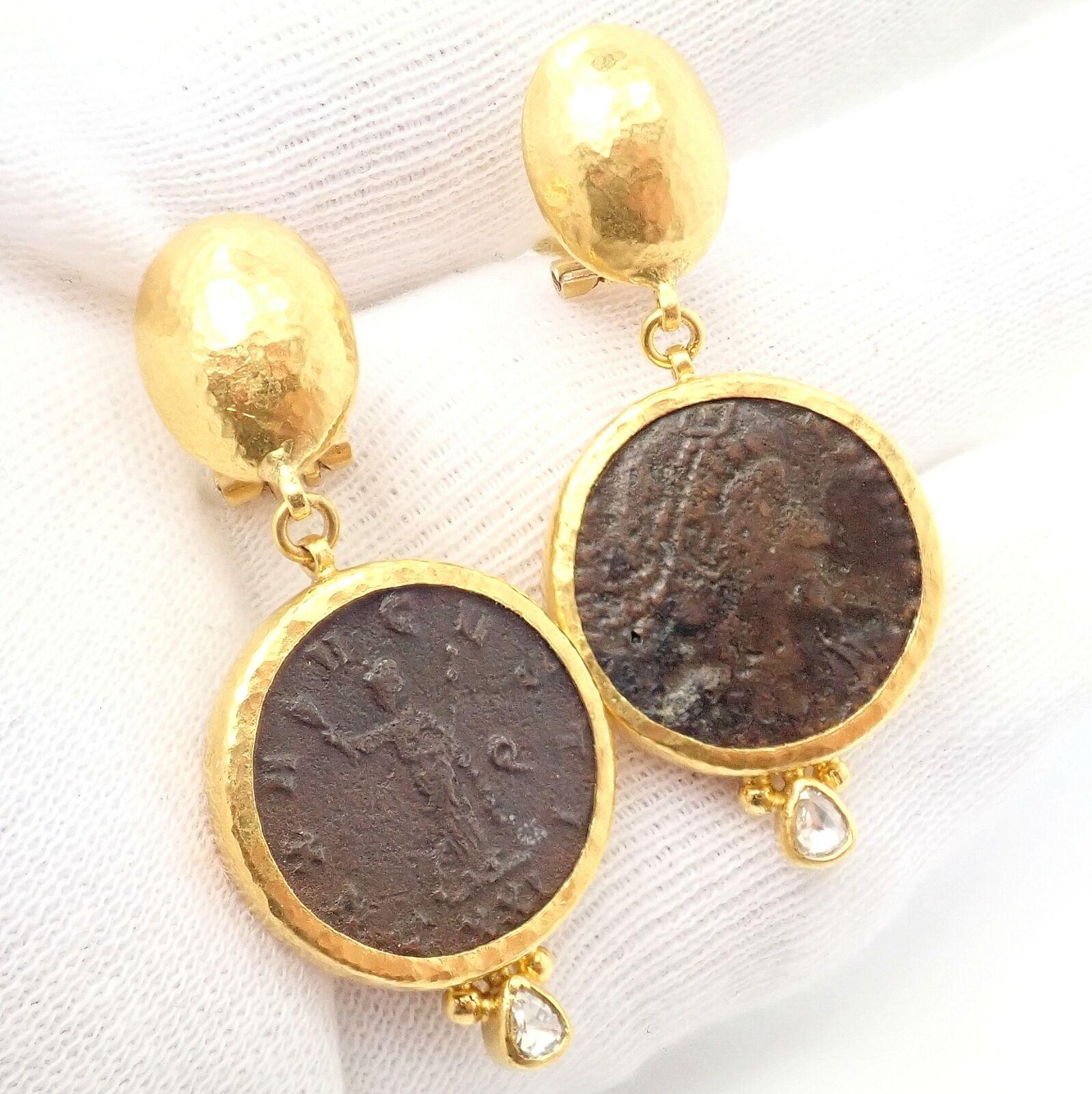 Gurhan Rose Cut Diamond Ancient Coin Signature Yellow Gold Earrings 4
