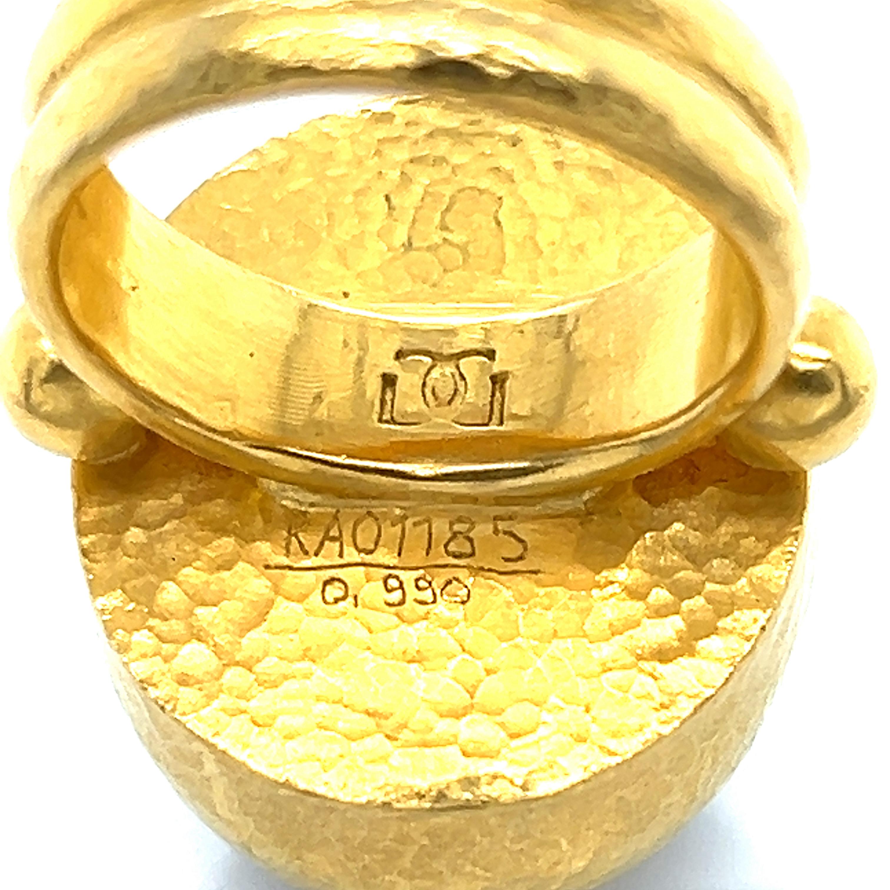 Anello cocktail con pietra d'oro Gurhan Rune in oro 24k e quarzo rutilato in vendita 4