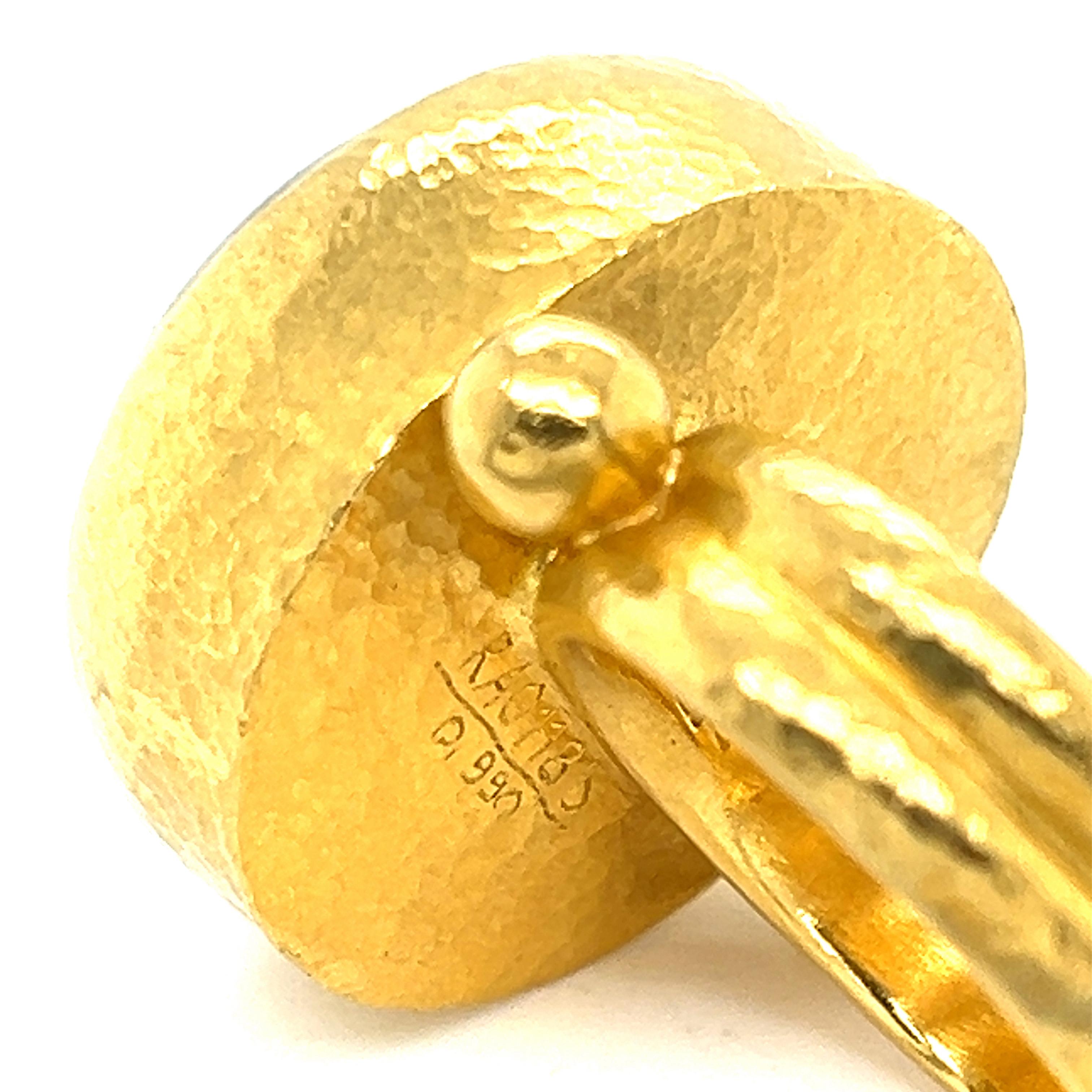Anello cocktail con pietra d'oro Gurhan Rune in oro 24k e quarzo rutilato in vendita 5