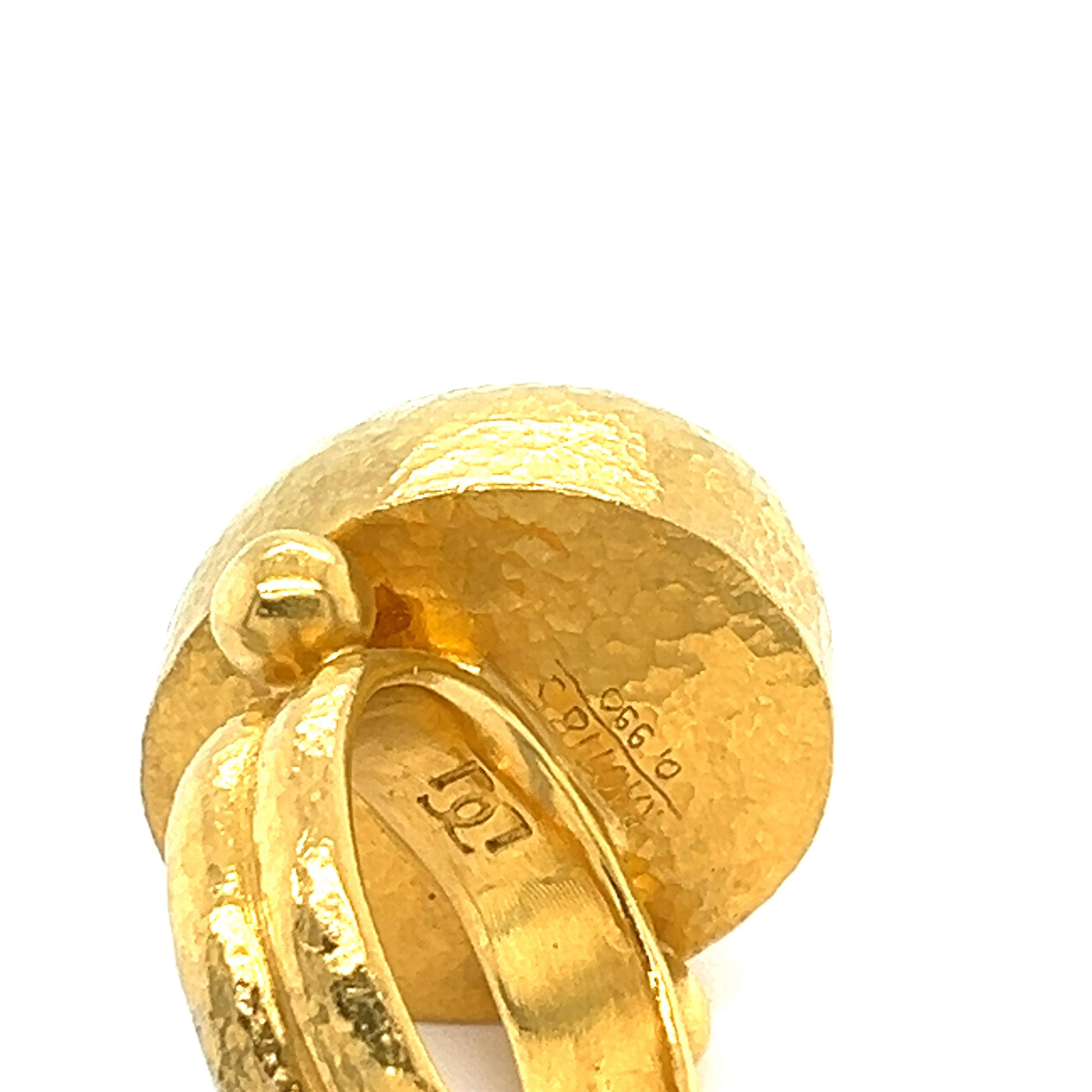 Anello cocktail con pietra d'oro Gurhan Rune in oro 24k e quarzo rutilato in vendita 3