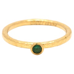 Gurhan Skittle Emerald Engagement Ring, 21k Yellow Gold, Ring Size 5, Dainty