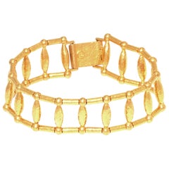 Gurhan Small Wheat Bracelet with Gale Chain in 24 Karat Gold