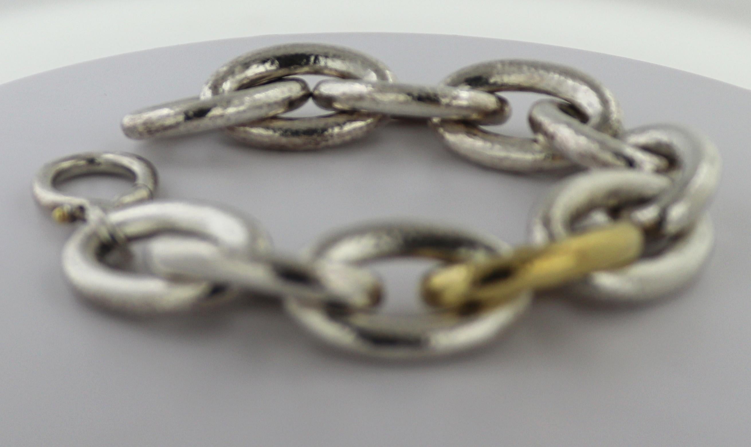 Gurhan Sterling Silver, 24k Gold Bonded Hoopla Link Bracelet For Sale 2