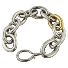 Gurhan Sterling Silver, 24k Gold Bonded Hoopla Link Bracelet