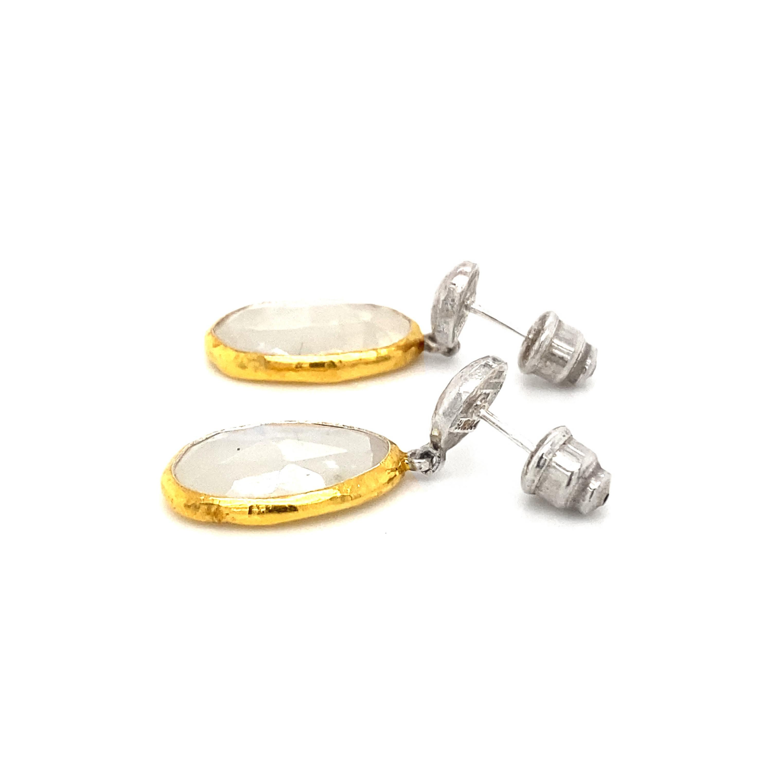 Mondstein im Rosenschliff  In Sterlingsilber & 24k Gelbgold gefasst  Ohrringe von Gurhan im Zustand „Neu“ im Angebot in Rochester, NY