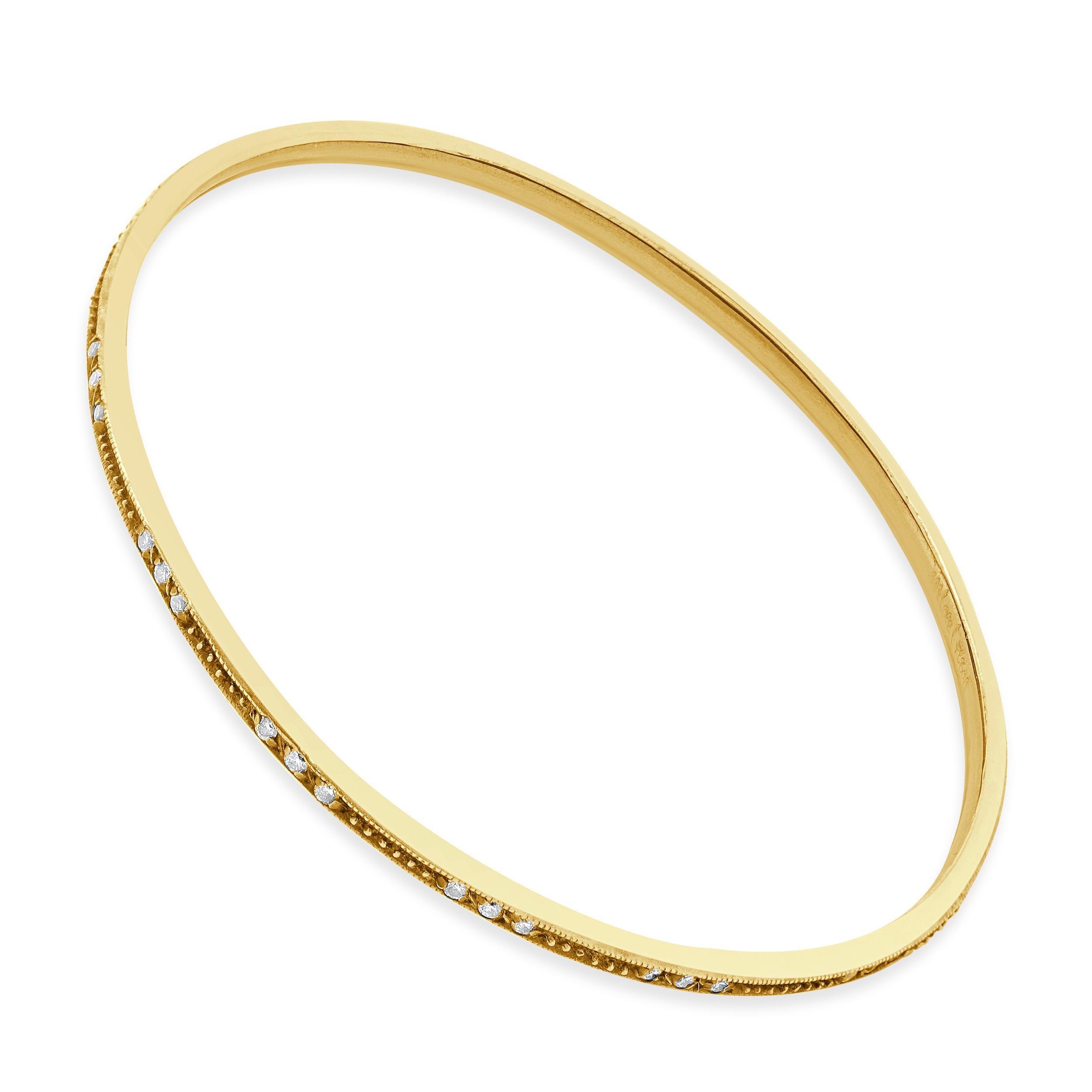 Gurhan Sterling Silver and 24 Karat Yellow Gold Diamond Station Bangle im Zustand „Hervorragend“ im Angebot in Scottsdale, AZ