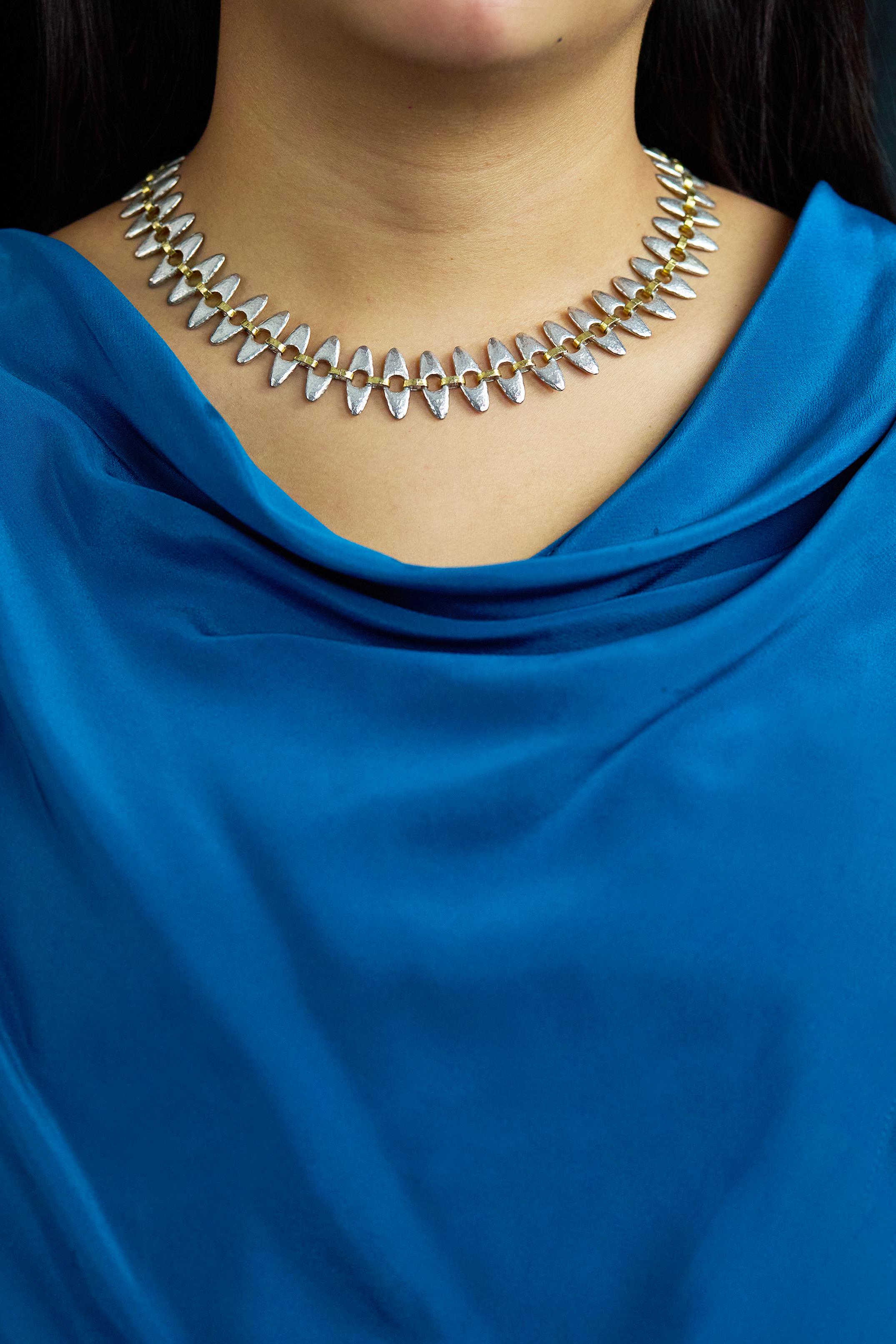 Gurhan Halskette mit Sonnenblumenkragen aus Sterlingsilber und Gelbgold im Zustand „Hervorragend“ im Angebot in New York, NY