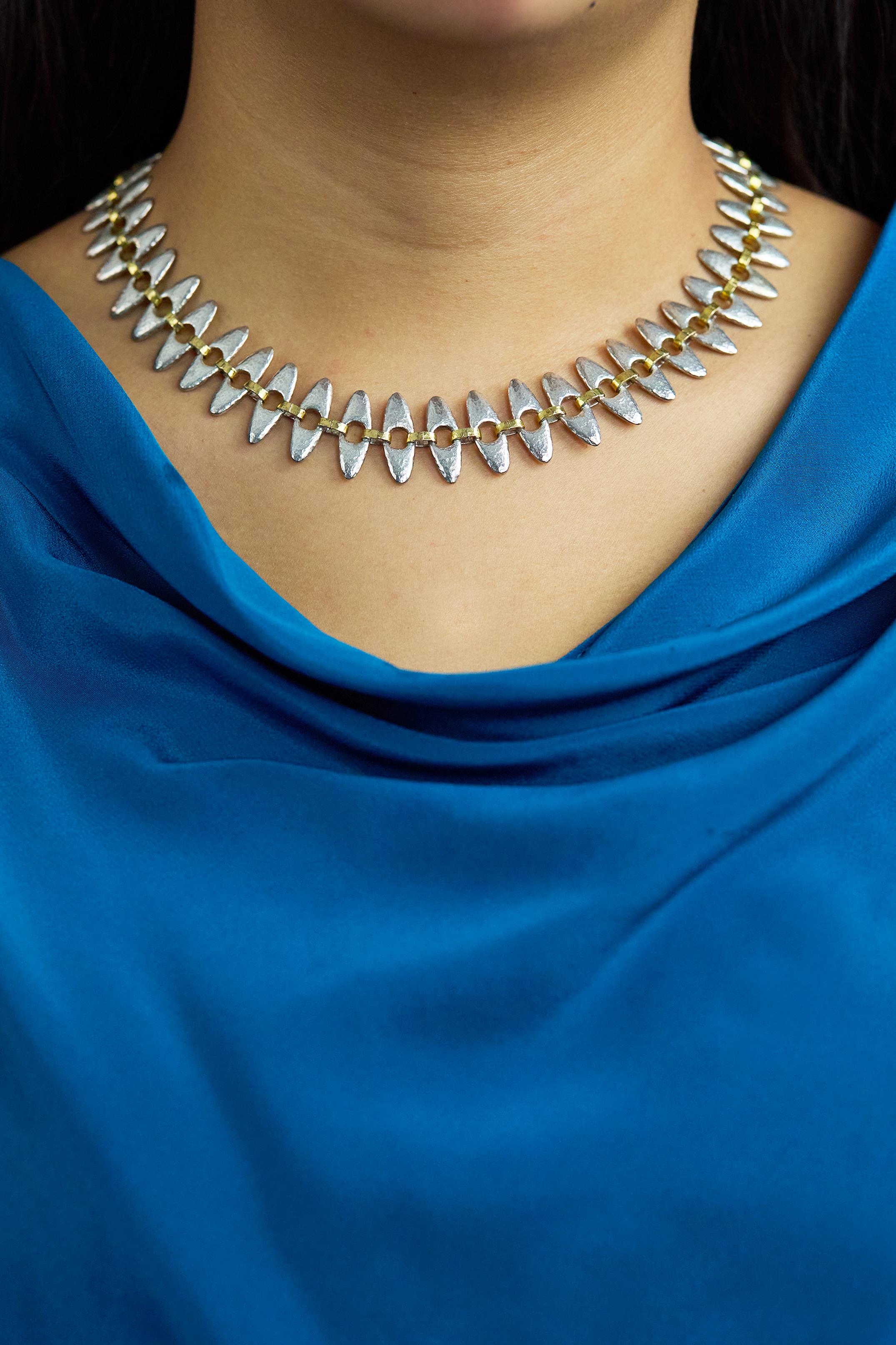 Gurhan Halskette mit Sonnenblumenkragen aus Sterlingsilber und Gelbgold Damen im Angebot