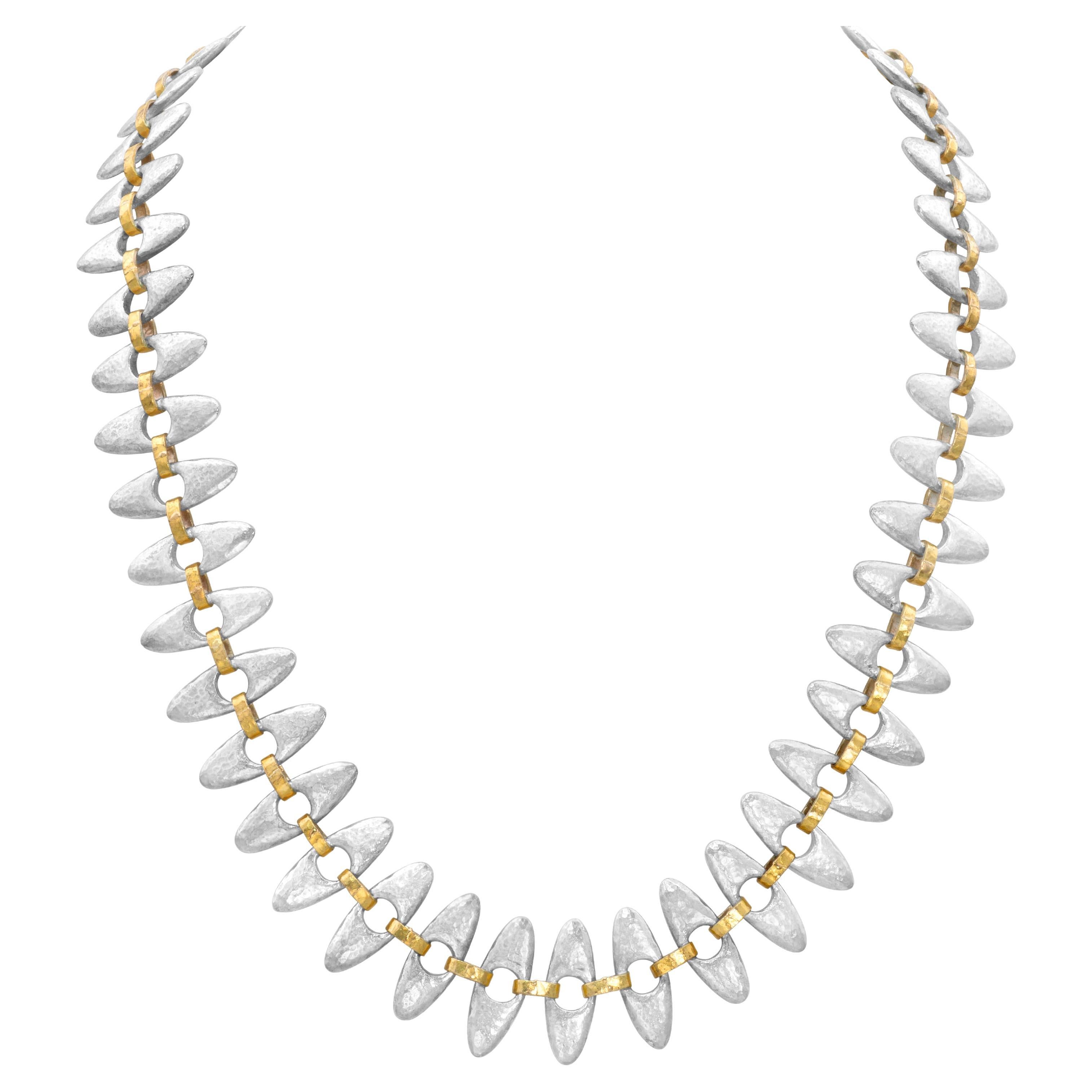 Gurhan Sunflower Collar Necklace in Sterling Silver & Yellow Gold