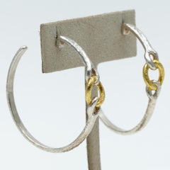 Gurhan Twist Link Hoop Earrings in Sterling Silver/24k Gold, SE-CRBL-108-1GL