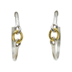 Gurhan Twist Link Hoop Earrings in Sterling Silver/24k Gold, SE-CRBL-108-1GL