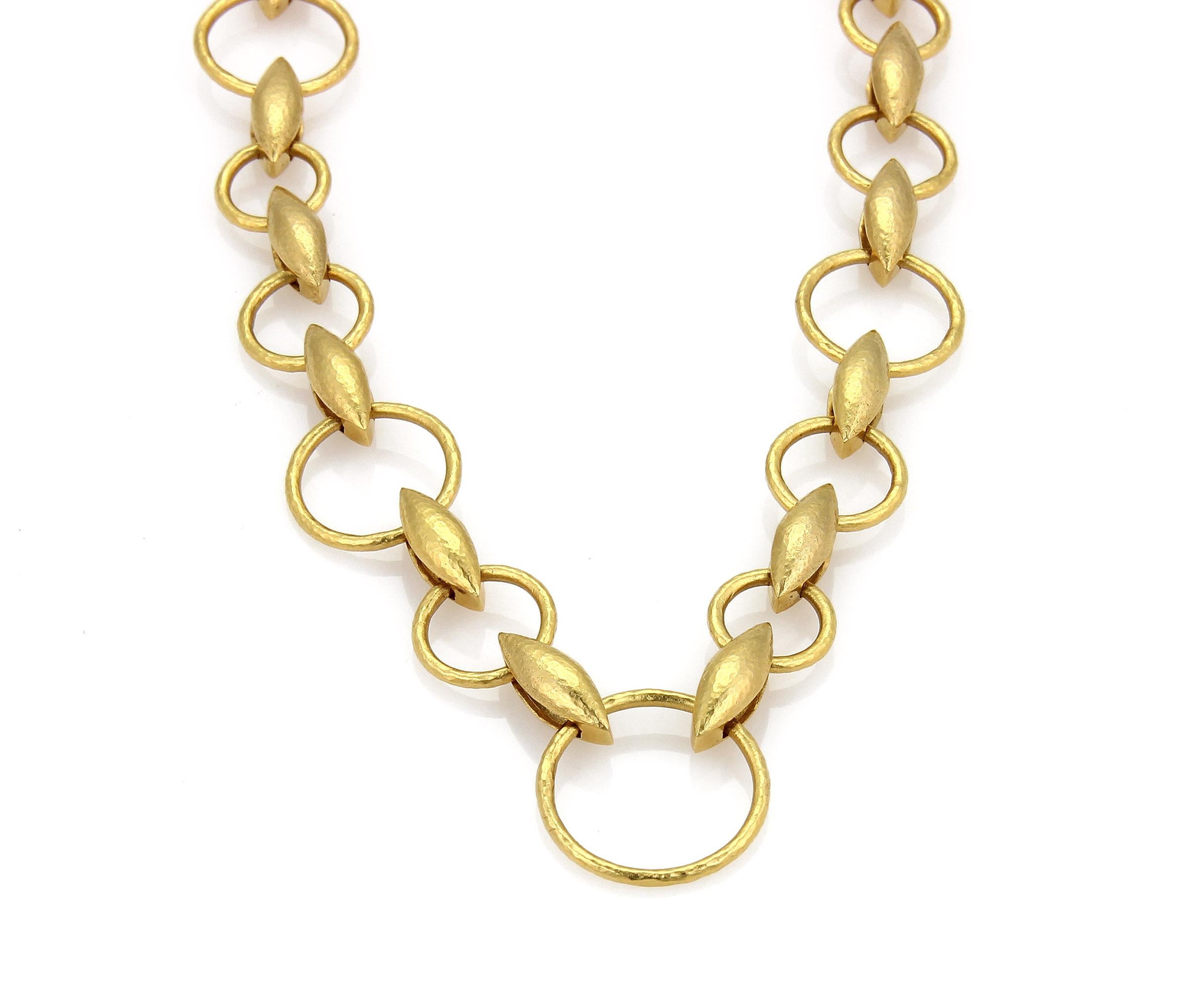 Moderne Gurhan, collier à maillons en or 24 carats avec cercles martelés en forme de blé en vente