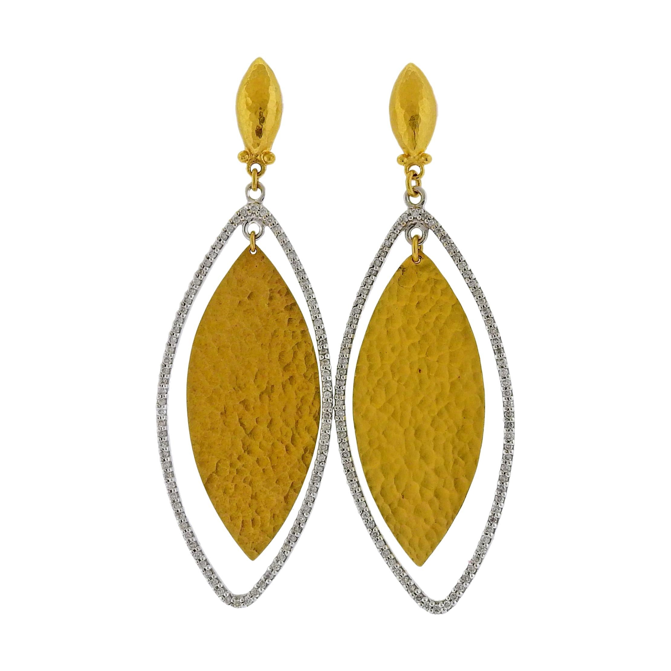 GURHAN Gold Peridot Diamond Drop Earrings at 1stDibs