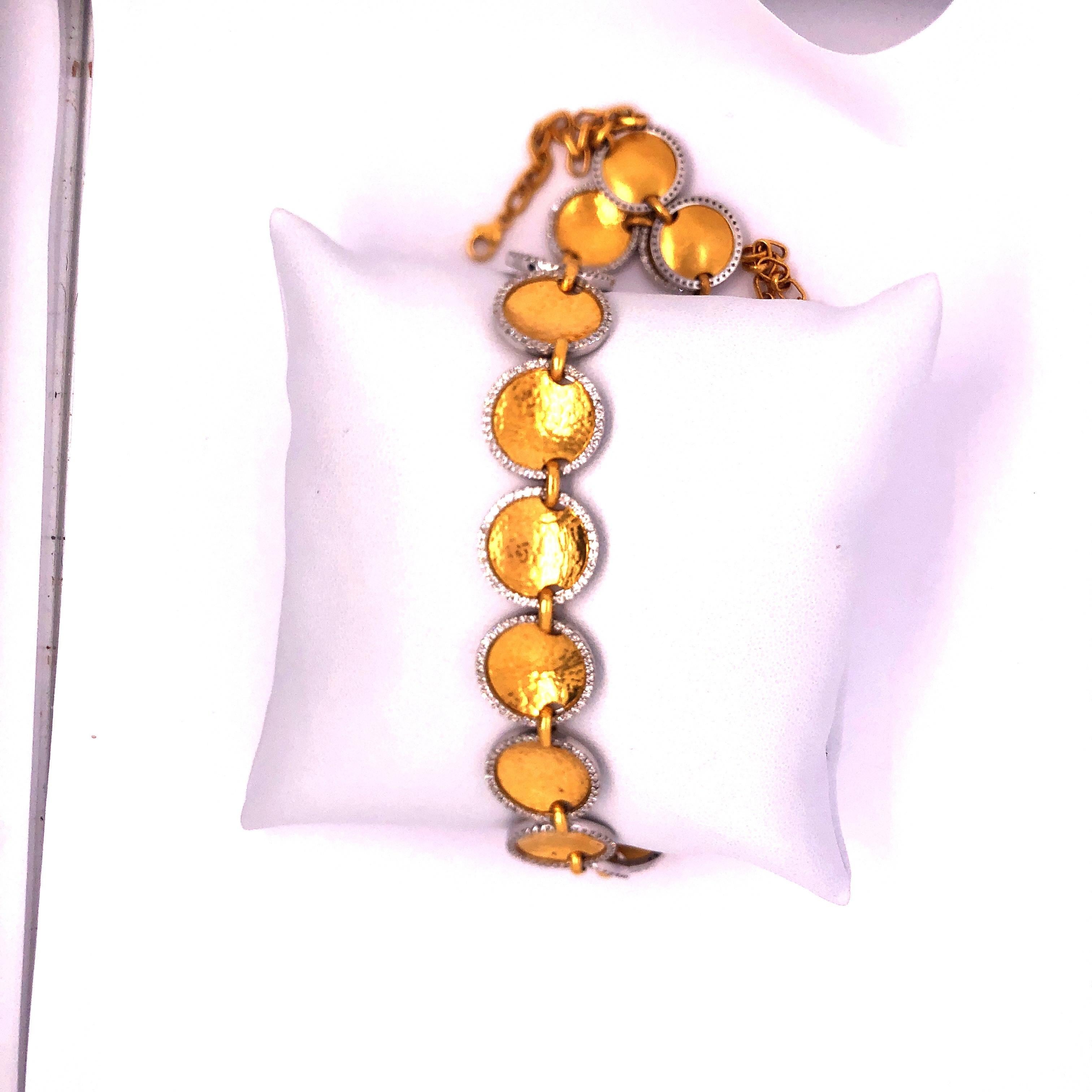 Round Cut Gurhan Yellow Gold and Diamond Lentil Necklace