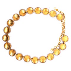 Vintage Gurhan Yellow Gold and Diamond Lentil Necklace