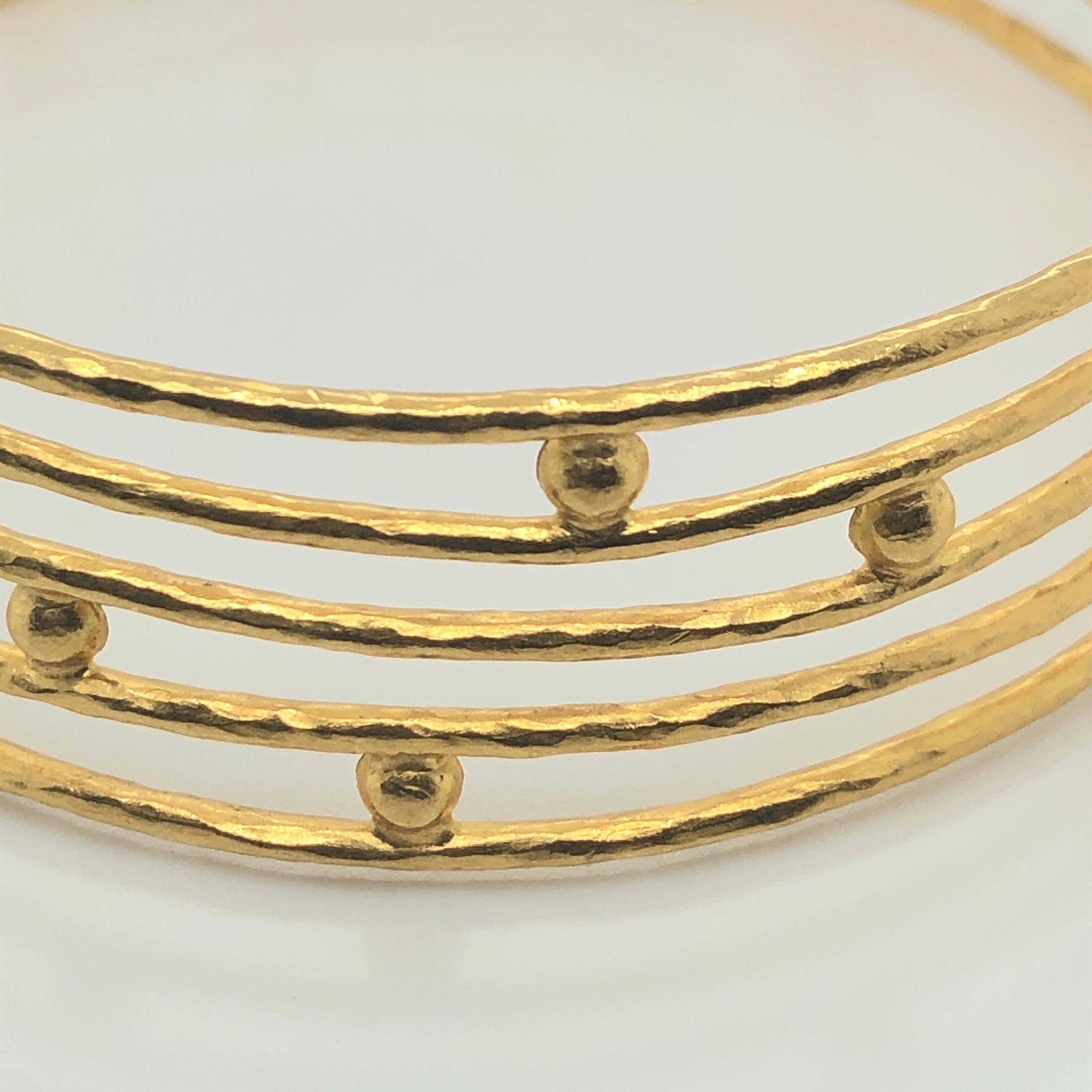 24k Yellow Gold Bangle by Gurhan. Stamped DG.