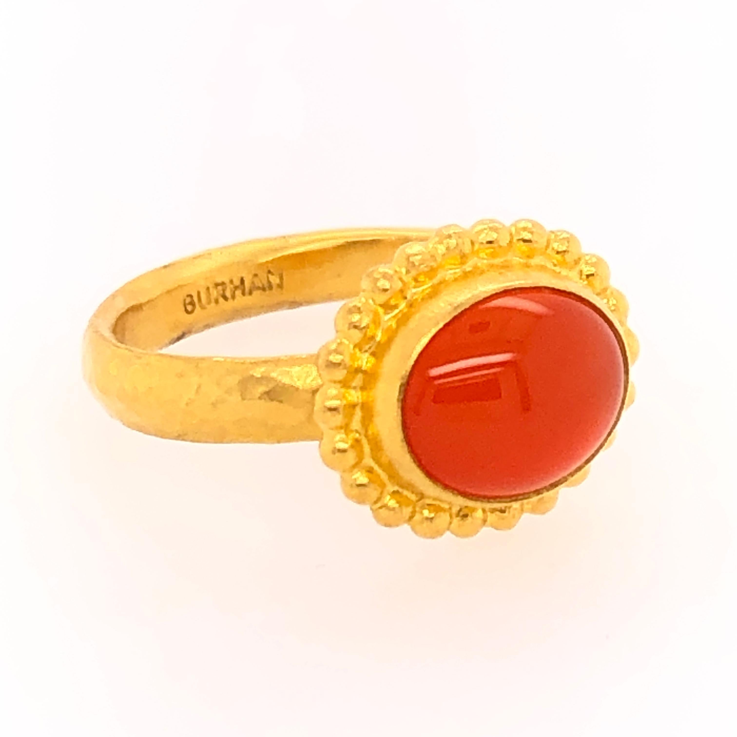 Anglo-Indian Gurhan Yellow Gold Fire Opal Ring