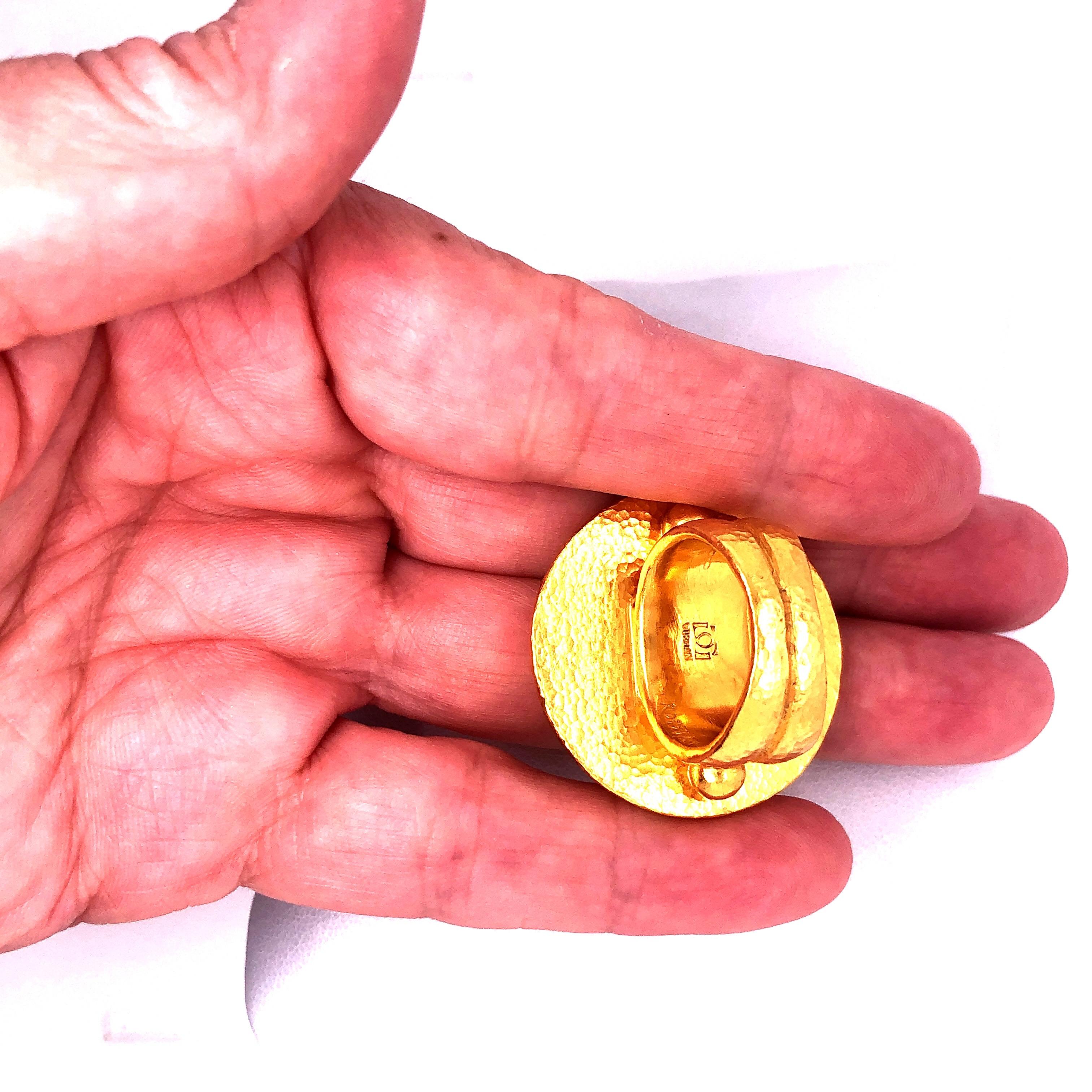 Modern Gurhan Yellow Gold Shield Ring with Diamonds