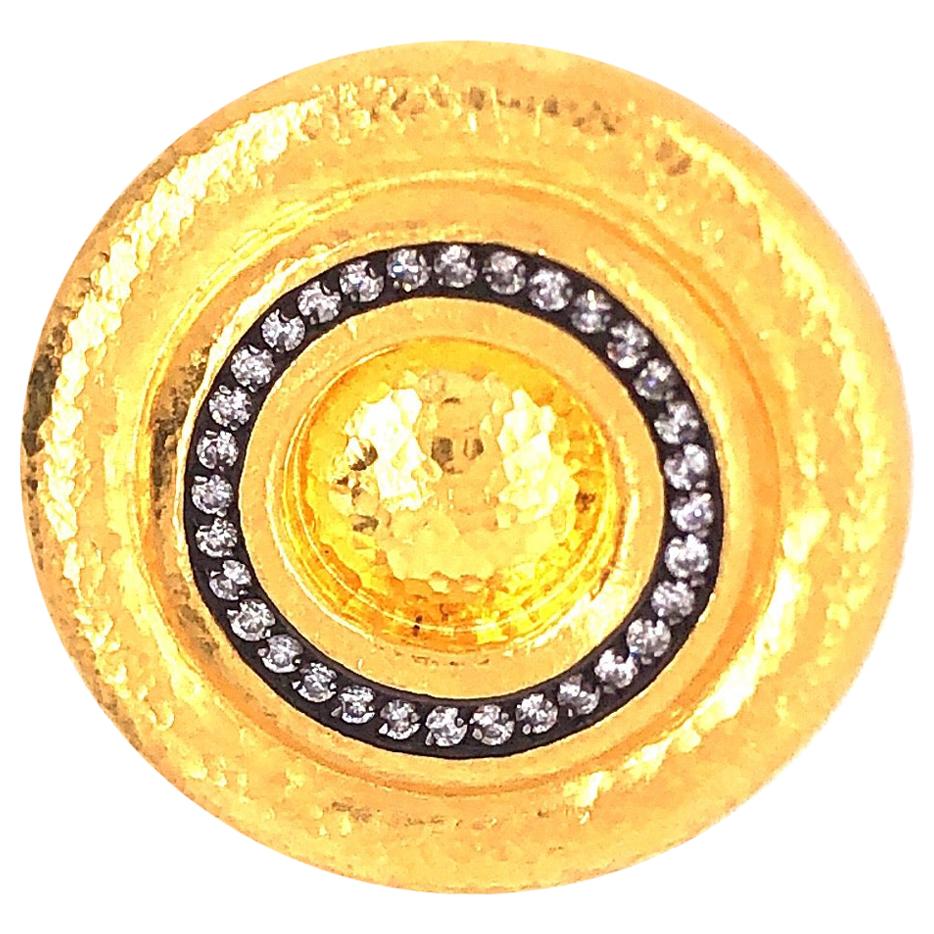 Gurhan Yellow Gold Shield Ring with Diamonds