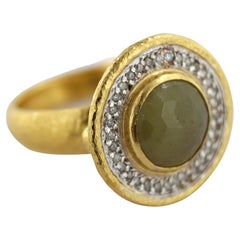 Gurhan Yellow Sapphire, Diamond, 24k Gold Amulet Ring