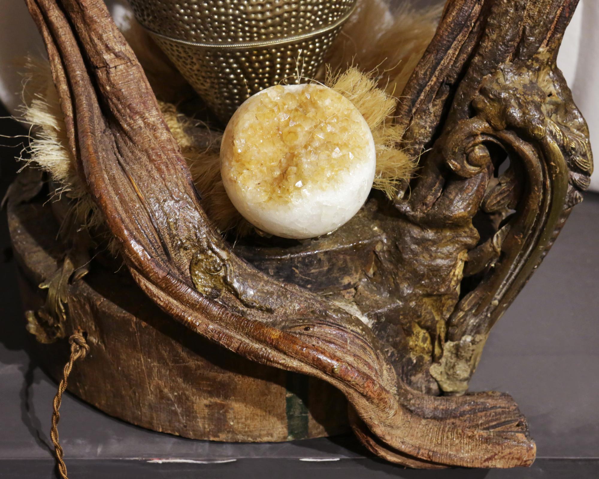 Guru Floor Lamp with Citrine Geode Stone For Sale 3