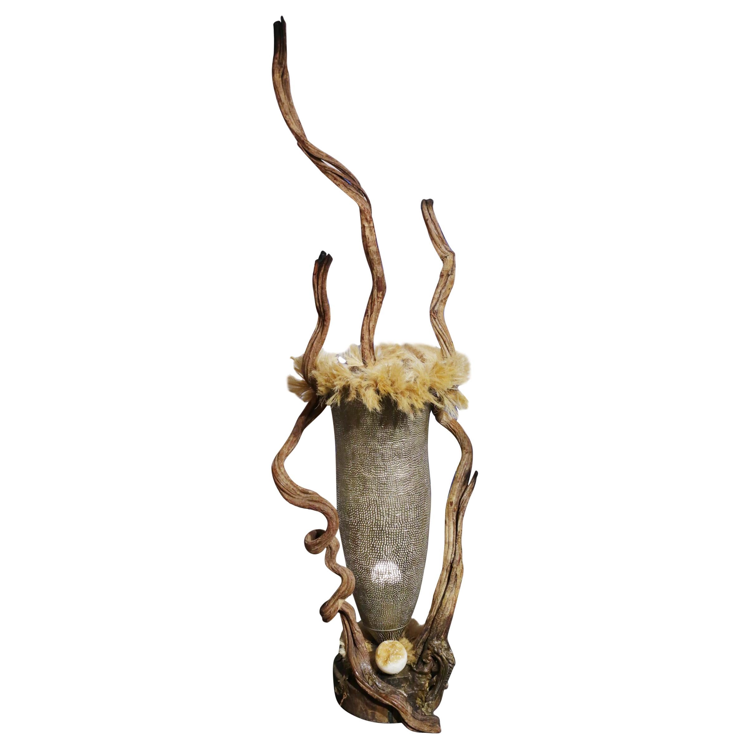 Lampada da terra Guru con geode Citrino in vendita