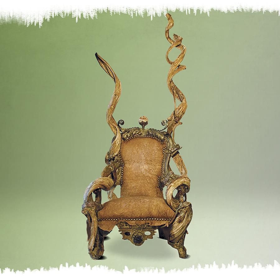 French Guru High Armchair with Amethyst and Citrine Stone For Sale