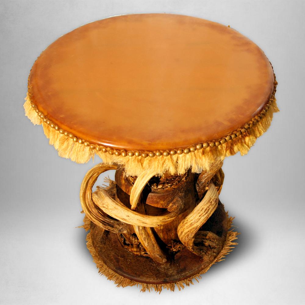 French Guru Latex Side Table with Bronze For Sale