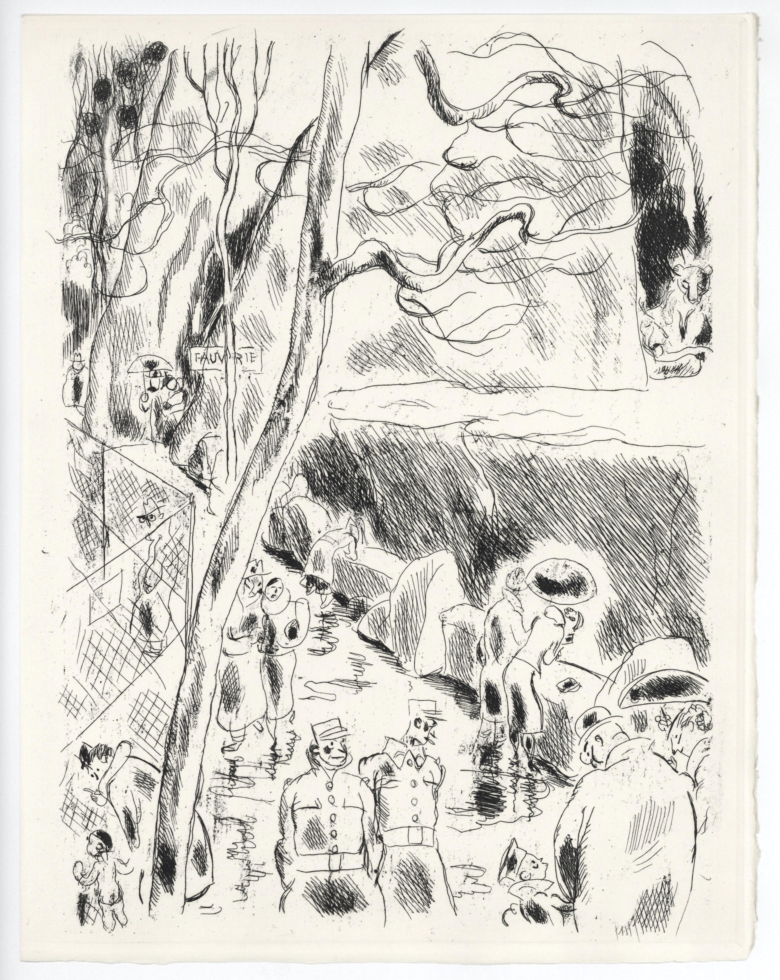 "La Ménagerie" original etching - Print by Gus Bofa