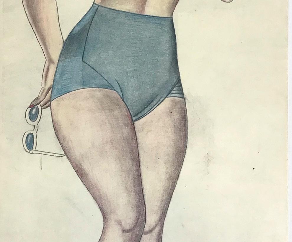 Gus George – Pin-up-Zeichnung (amerikanisch) im Angebot