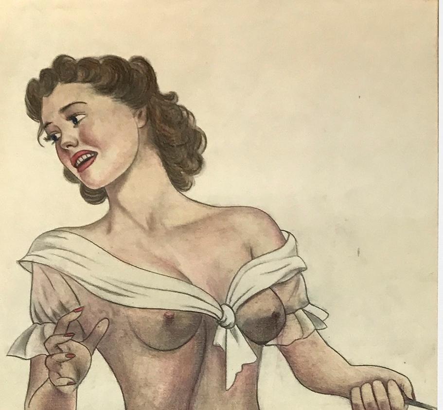 Gus George – Pin-up-Zeichnung (amerikanisch) im Angebot
