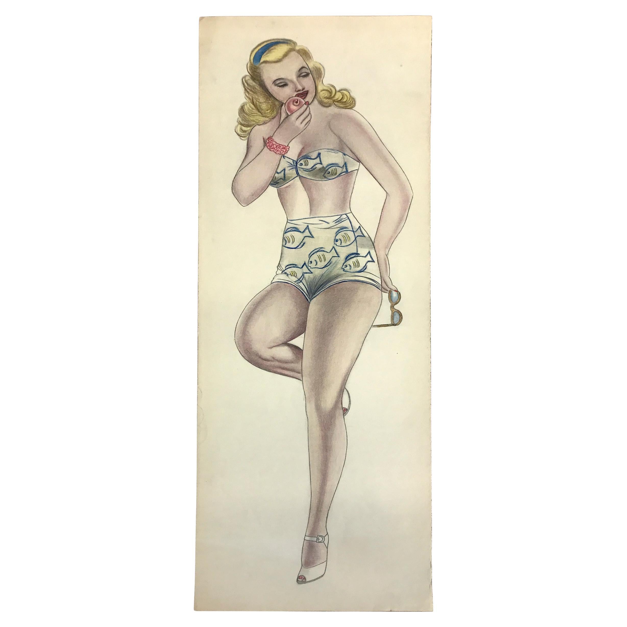 Gus George - Dibujo Pin Up en venta