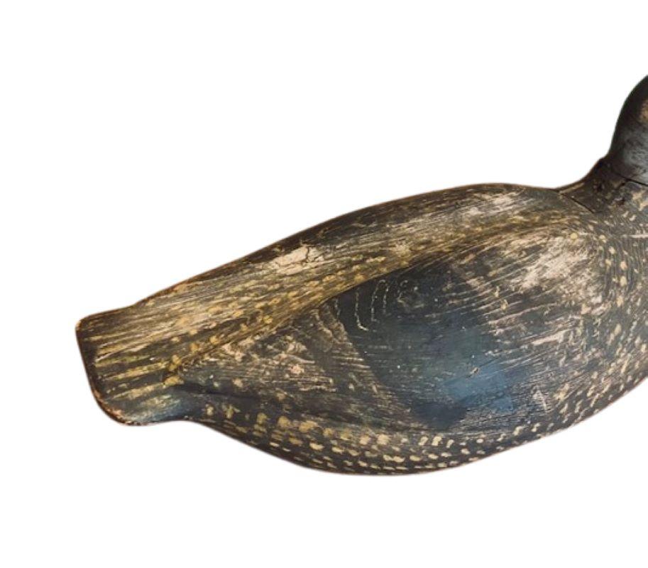 Señuelo de pato negro de cabeza torneada Gus Wilson, South Portland Maine, hacia 1930 Estadounidense en venta